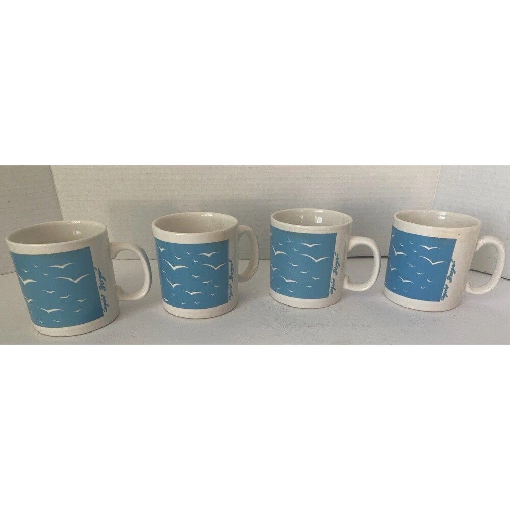 4 Fpc England Mug  Sigrid Berge Seagulls Blue White Super flight Coastal Beach